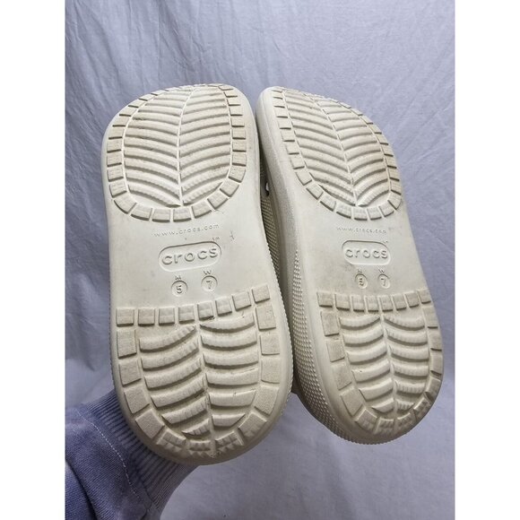 CROCS Classic Crush Clog Bone Tan Slip On Platform Sandal Women's Size 7/ Mens 5 - Picture 7 of 16